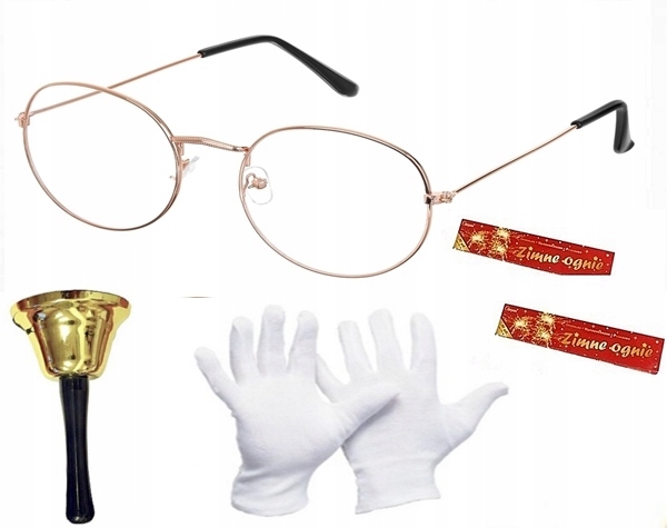 

Rękawiczki +okulary+dzwonek Mikołaja+zimne Ognie+g