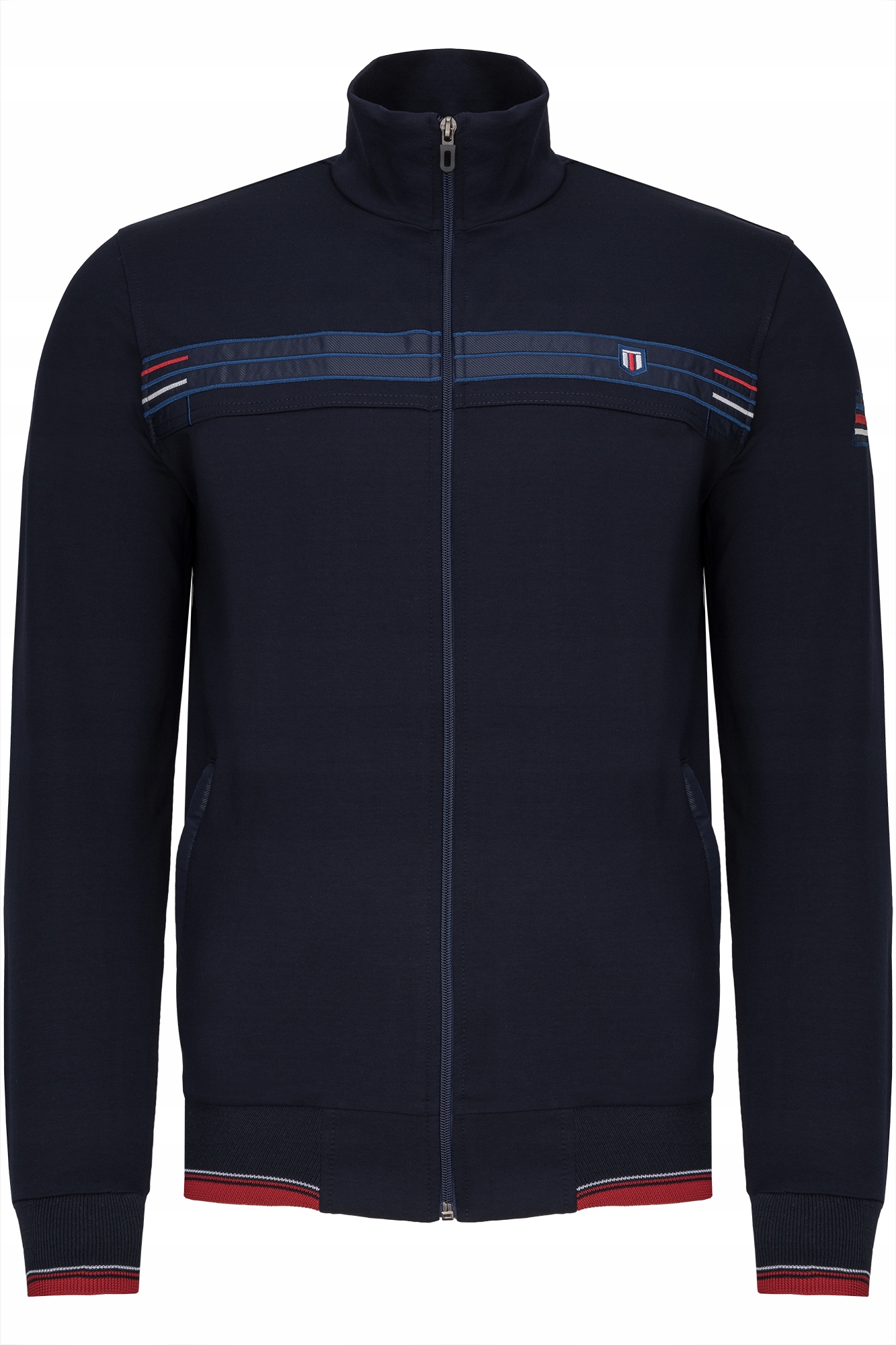 Pánská Rozepínací Mikina Modrá Sportovní Kapsy Stojáček Stahovací Pásky: 3XL