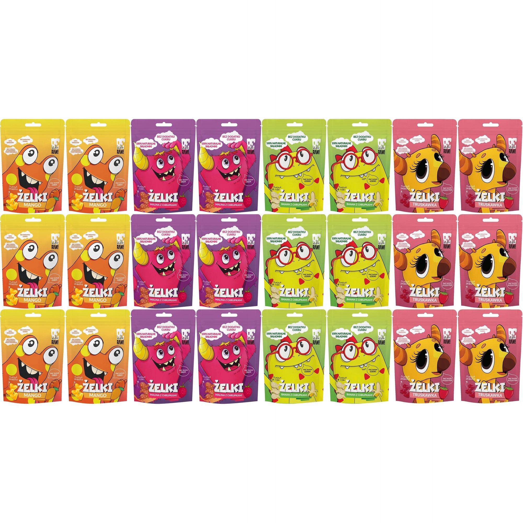 Zestaw BeRAW Kids żelki owocowe MIX smaków 24 szt.