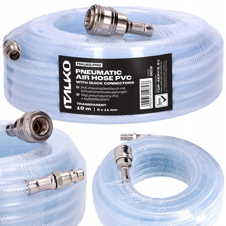 Italko Wąż Przewód Pneumatyczny Pvc 10m Z Szybkozłączkami 6x11mm