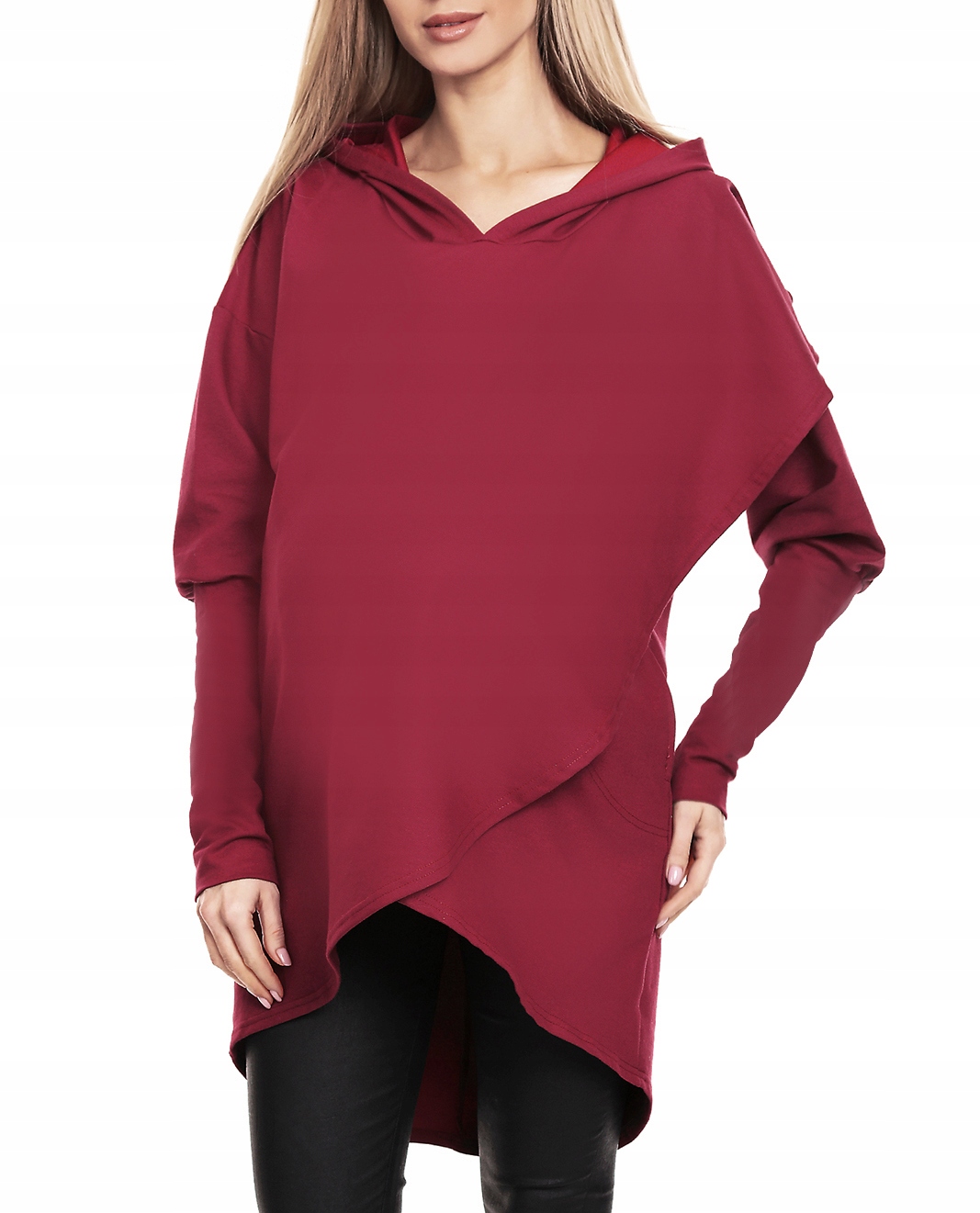 POLSKO0146 Mikina Teplákový Přehoz Bordo L/XL