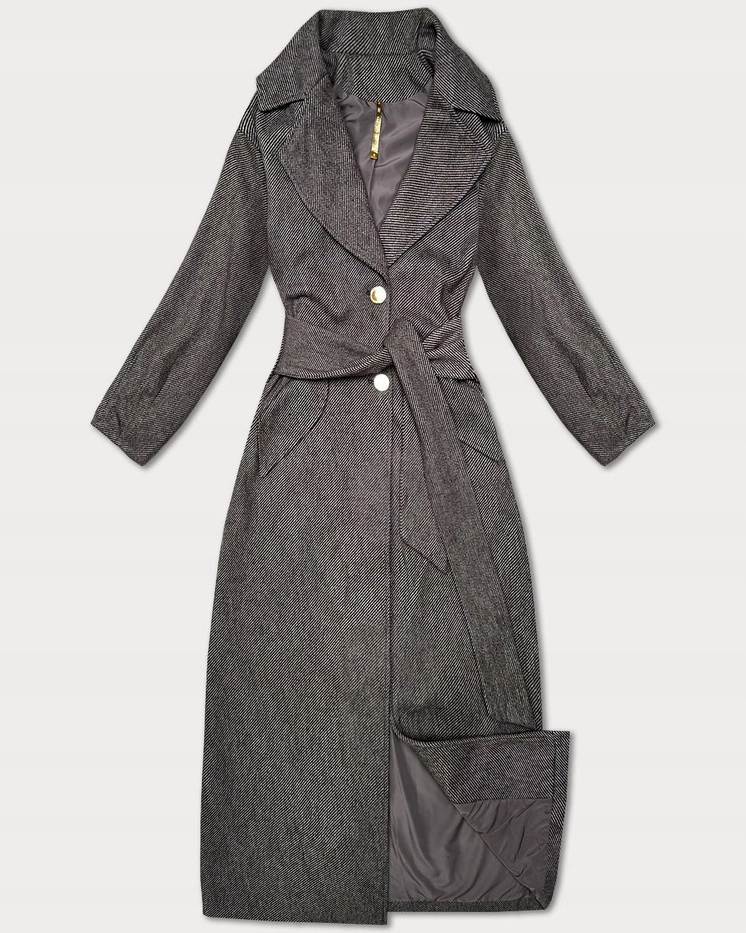 Dlouhý Pruhovaný Kabát B8542 Hnědý XXL (44)