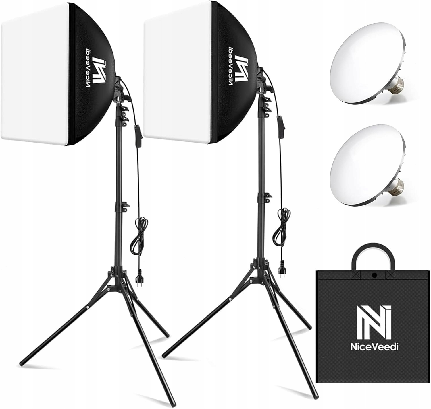 Zestaw oświetleniowy Softbox NiceVeedi 2 sztuki 16'' x 16'' ciągłe 160 cm