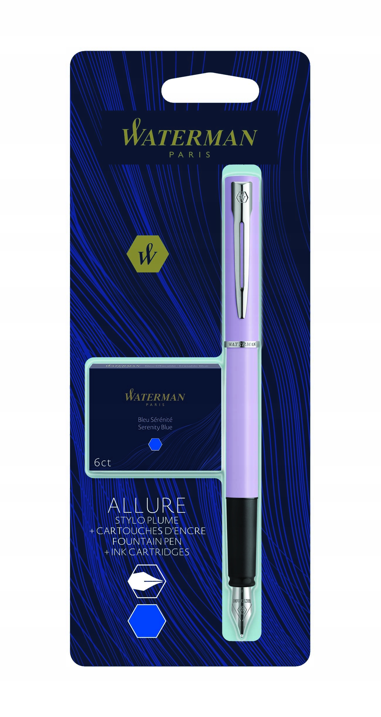 Pióro wieczne Waterman Graduate Allure fioletowe paczka naboi w blistrze