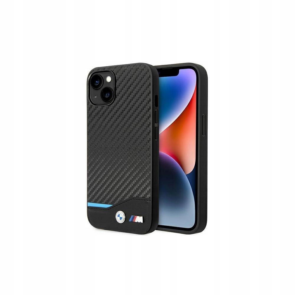 Etui Bmw Leather Carbon na iPhone 14 Plus czarne Bmw