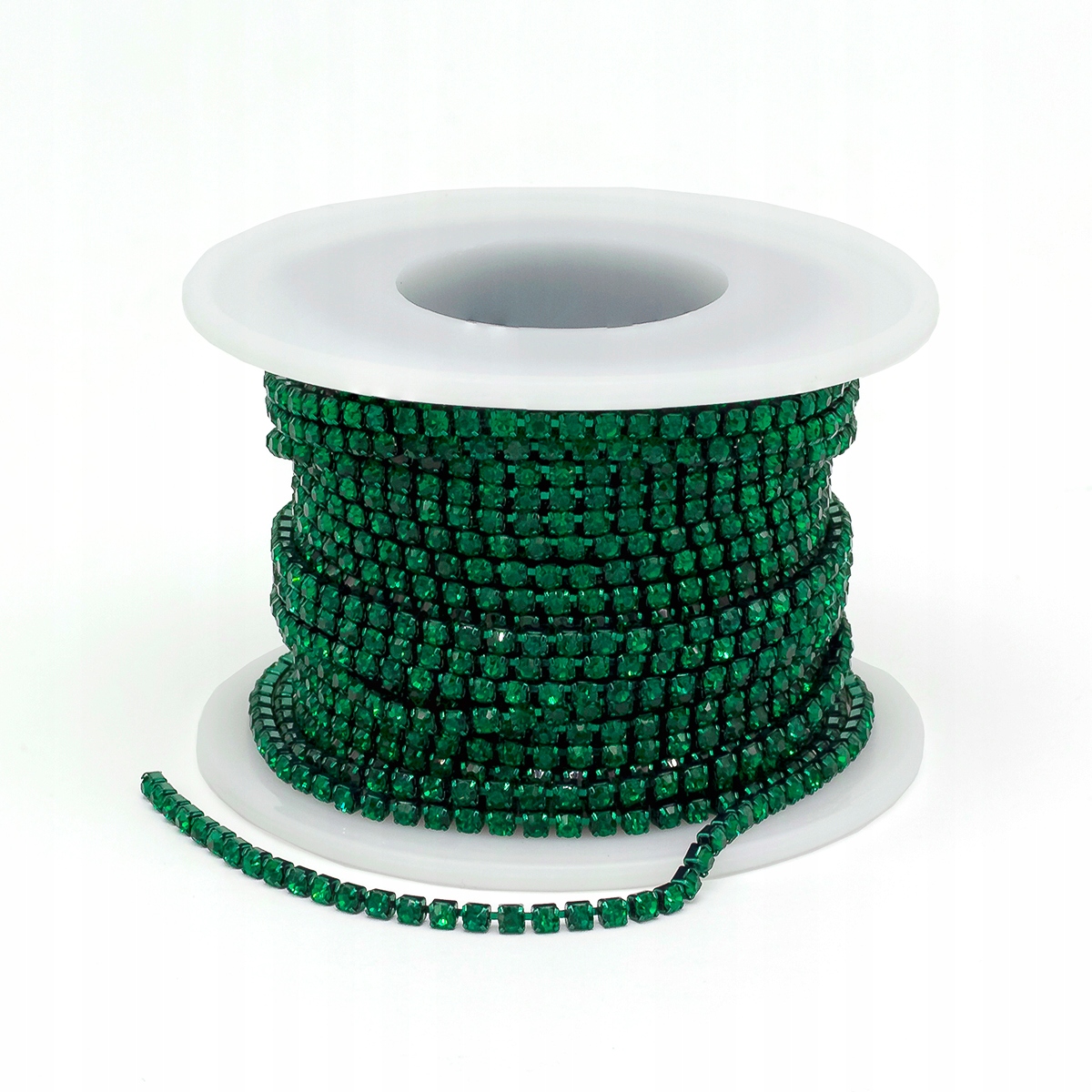 Řetízek Mosaz s Džety, Smaragdový, SS6.5, 2~2.1mm, cca 9m/cívka