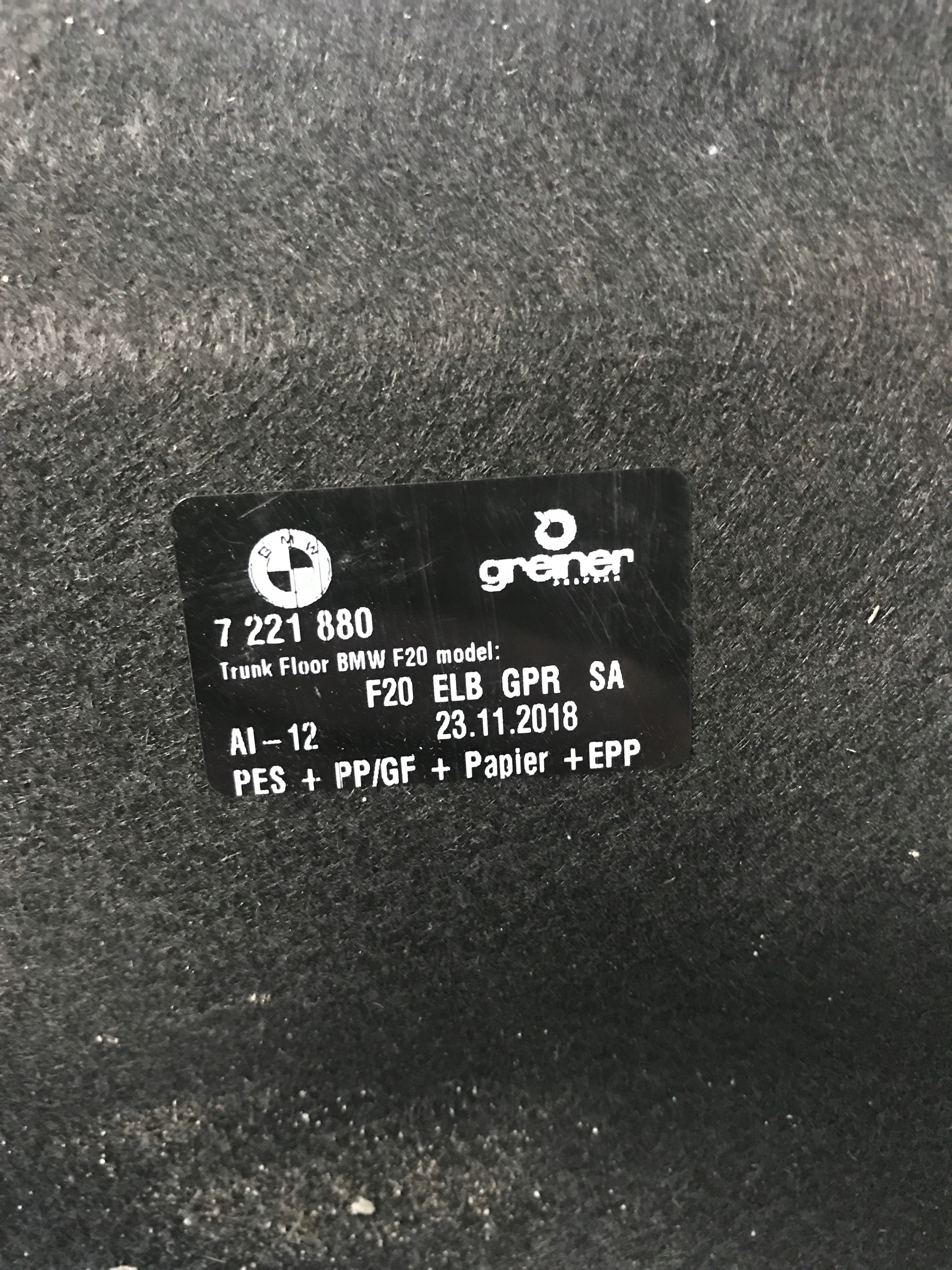 floor mats boot BMW 1 F21 LCI 7221880