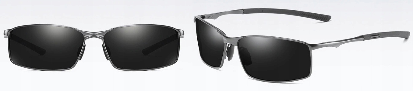 ALUMINIOWE MĘSKIE OKULARY POLARYZACYJNE CZARNE 559 Fason nerdy