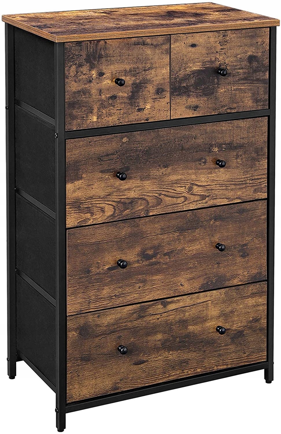 KOMODA RUSTYKALNA INDUSTRIALNA LOFT DREWNO TKANINA 56 x 30 x 89cm