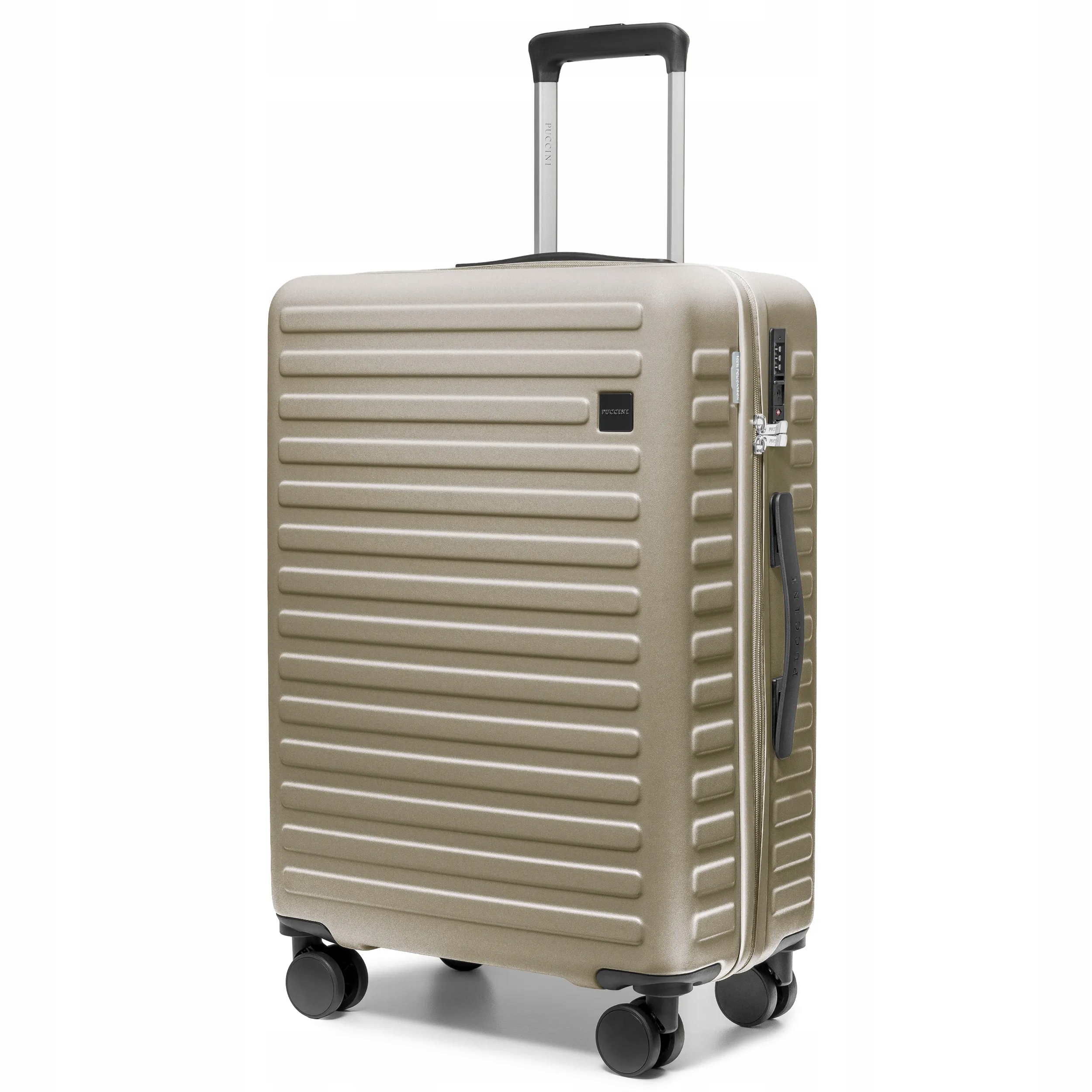 Puccini Walizka Średnia Podróżna Na Kółkach Poliwęglan Szampańska PC035B-6C