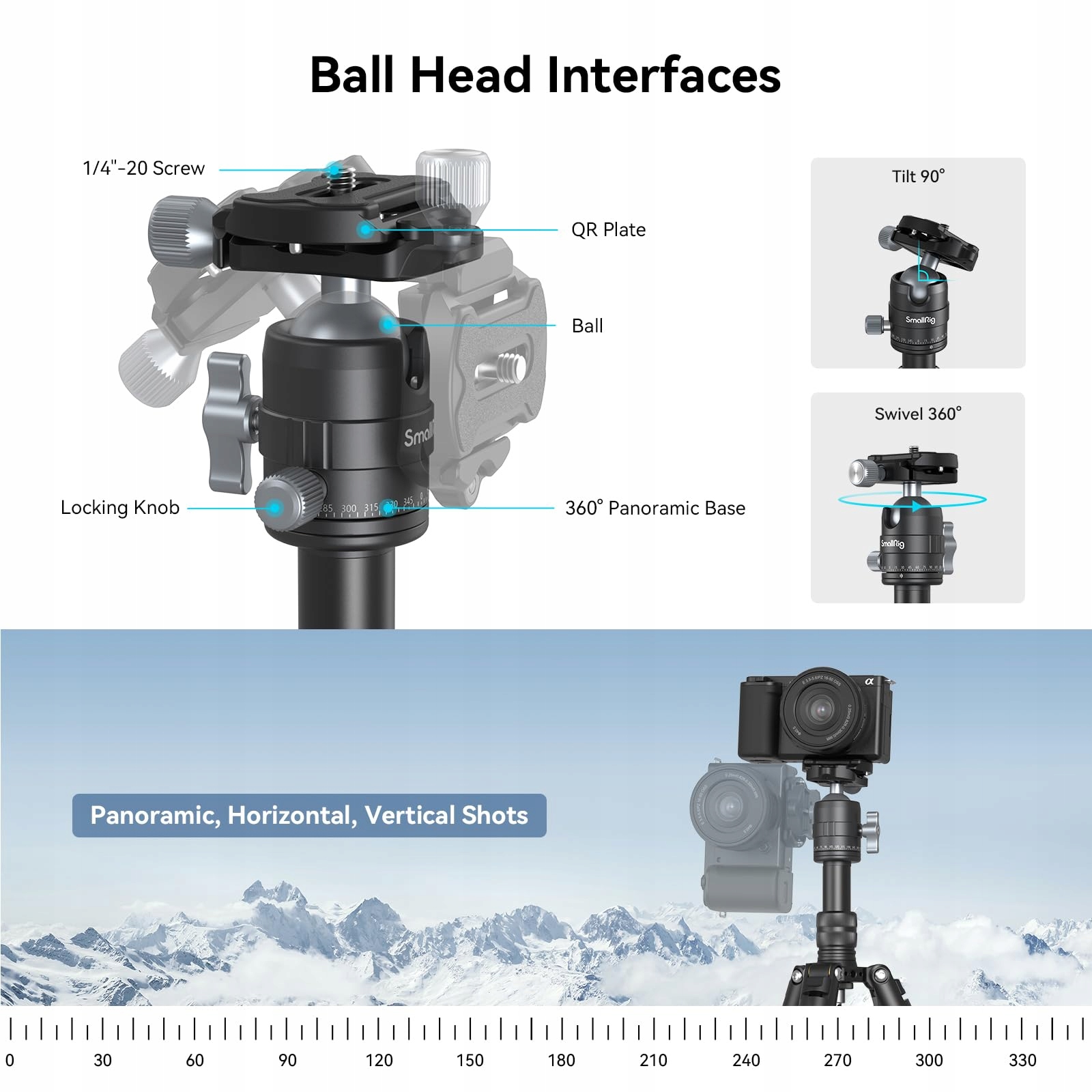 SMALLRIG 52cm Mini Tripod with 360° Head for Canon Sony Nikon Cameras — miniatura 8