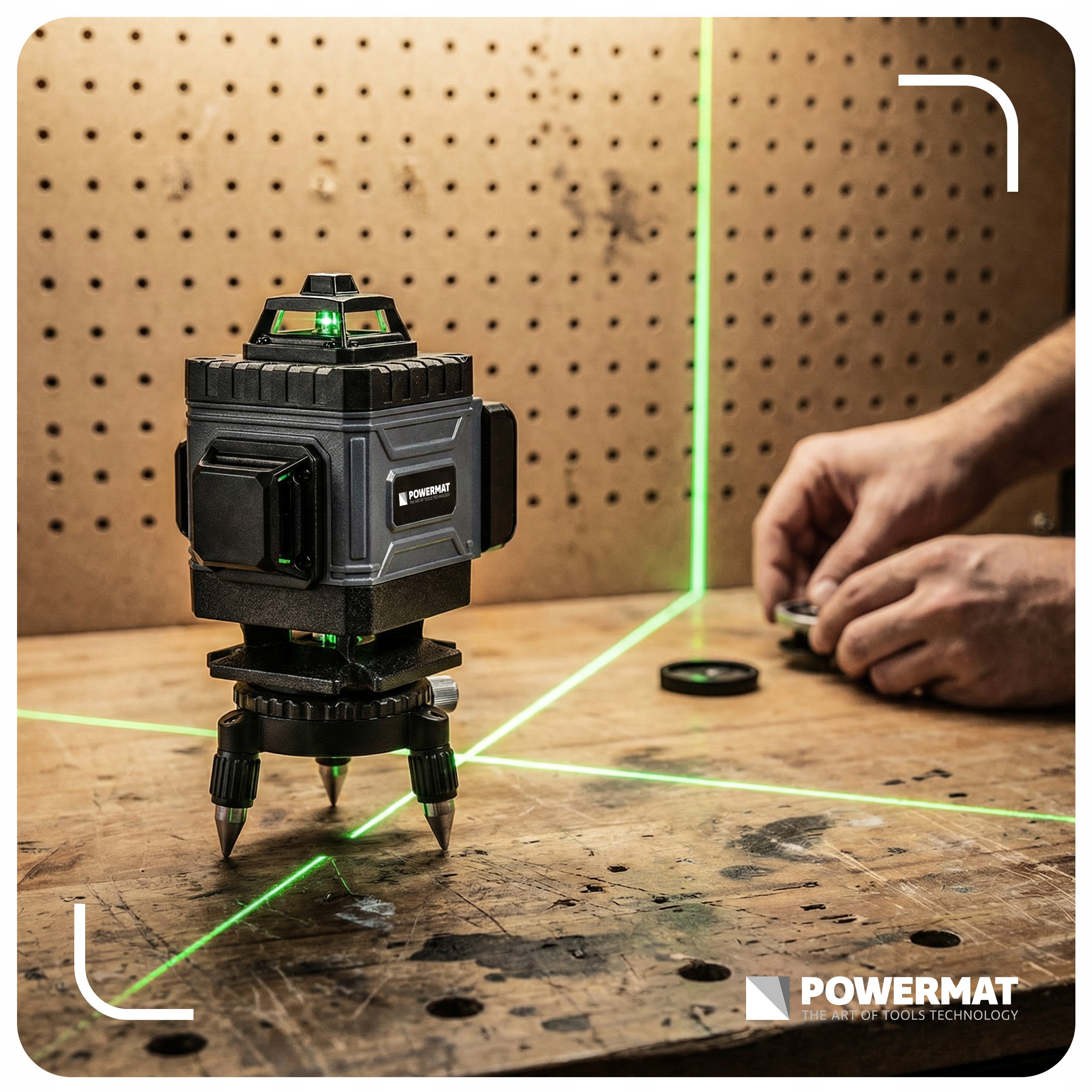 Powermat PM-PLK-4DM1 40 m krustveida līniju lāzers, zīmols Powermat