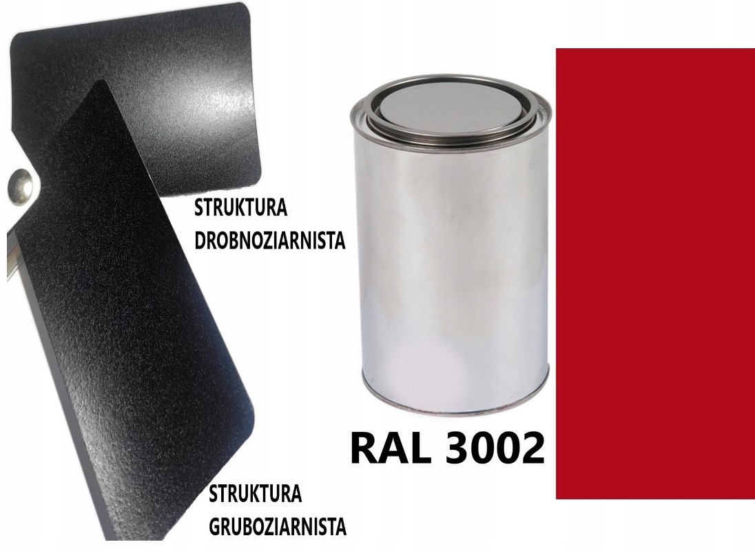 STRUKTURA GRUBOZIARNISTA RAL 3002 MAT 05-08 % DO PLASTIKU METALU AKRYL 1L