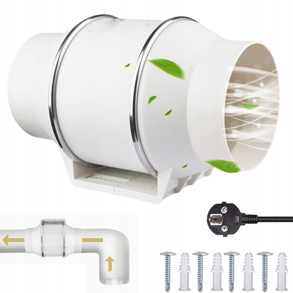 100 mm Domácí Tichý Koupelnový Kanálový Ventilátor Univerzální 310 m³/h
