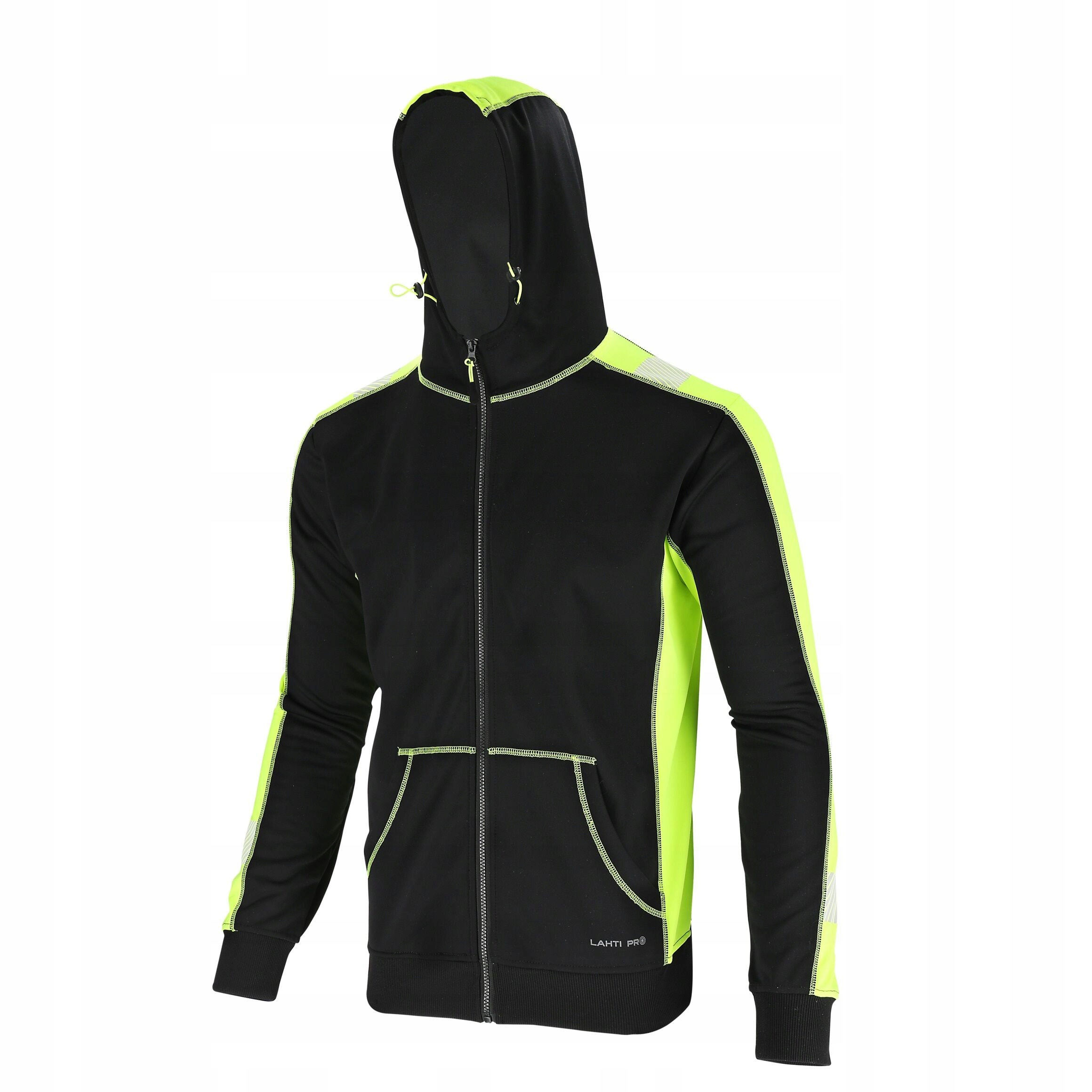 Bluza sportowa z kapturem z elementami odblaskowymi czarn-żółt XL Lahti Pro