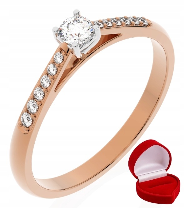 Zlatý Prstýnek 585 14k Lab Diamant 0,09 ct Růžové Zlato R18