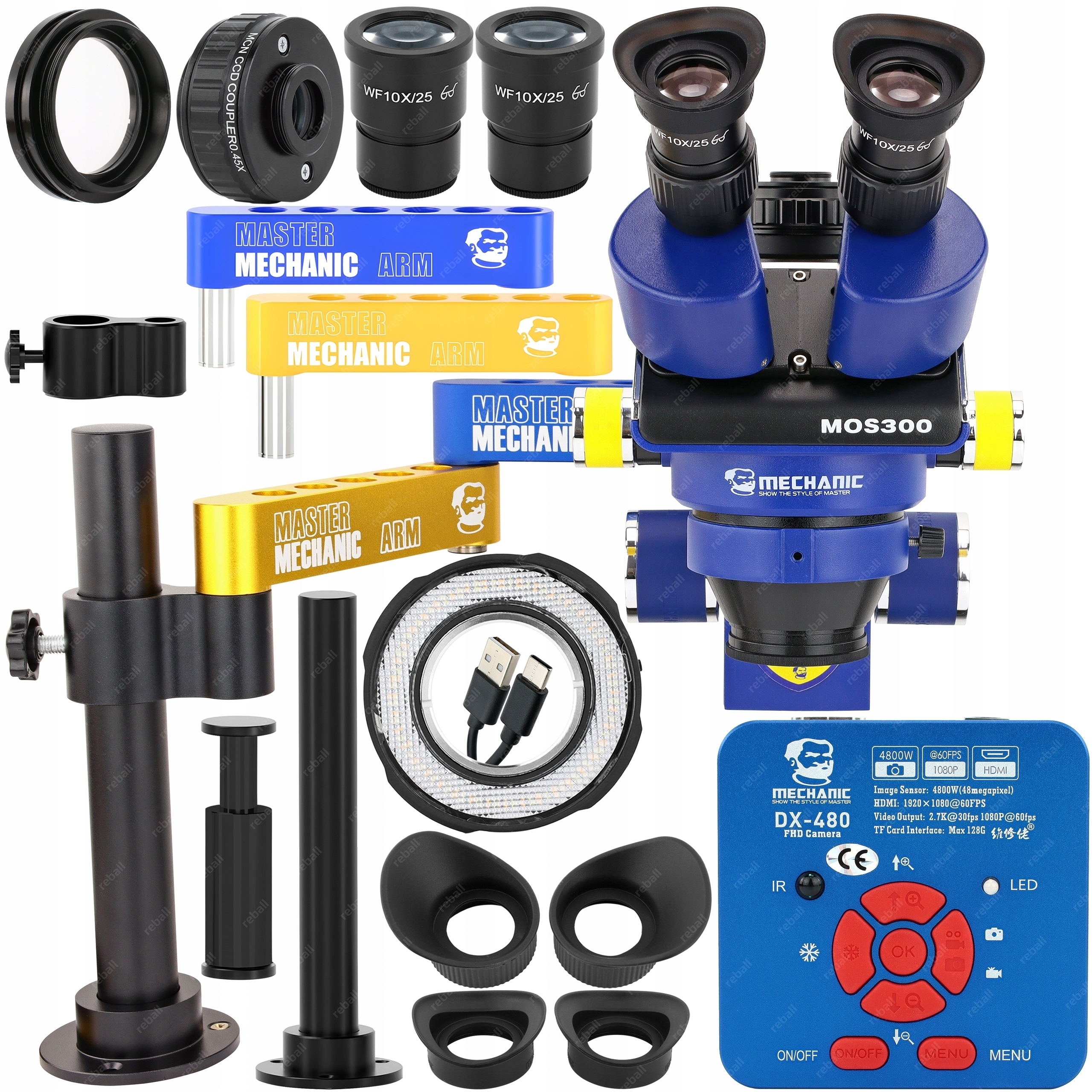 Stereoskopický Mikroskop Trinokular Mechanic MOS300 Držák Konstrukce Stolu M3