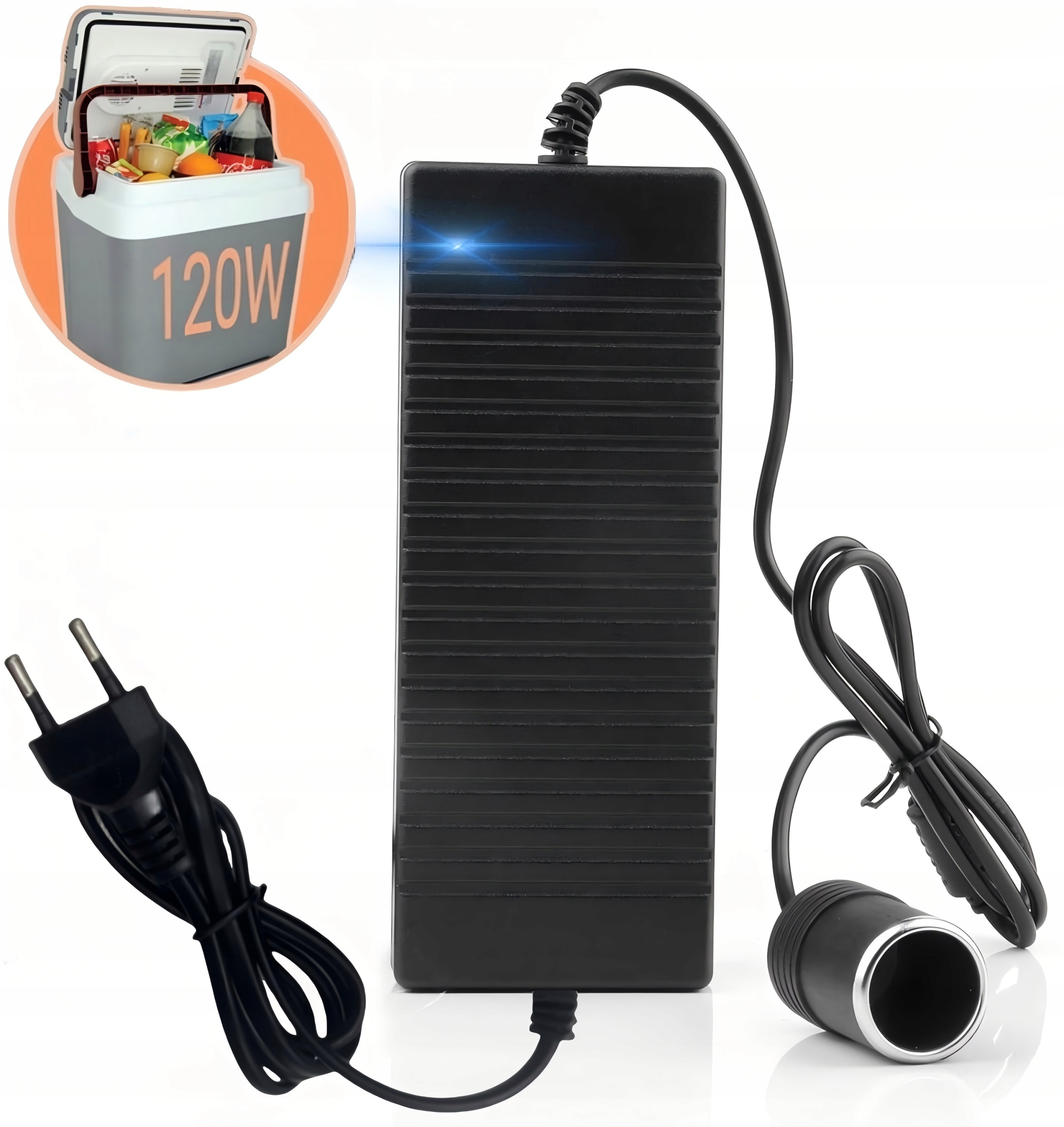 Adapter zasilania 230V na 12V przejściówka na gniazdo zapalniczki 120W