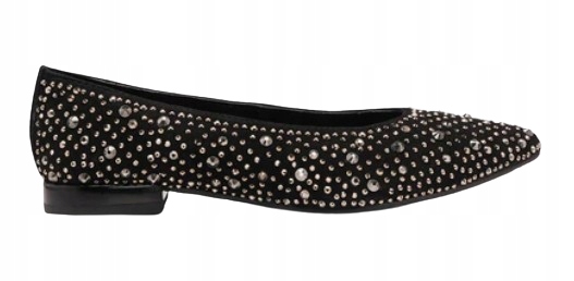 Gioseppo Černé Baleríny S Kamínky A Koženým Svrškem 36 T7A