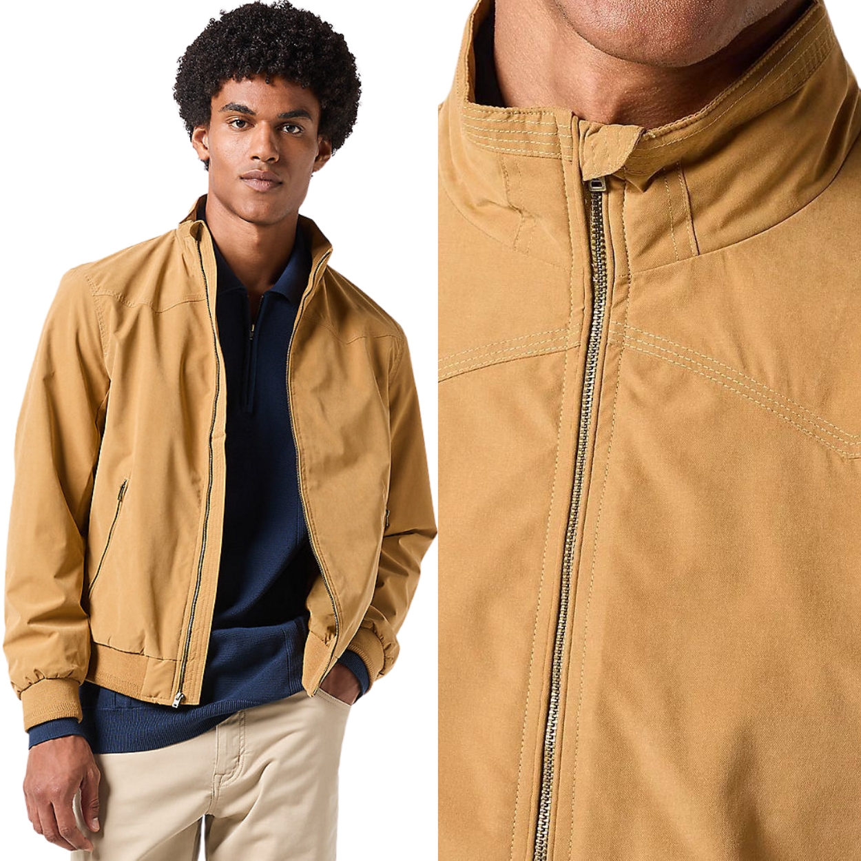 Wrangler Harrington Jacket Dijon Hnědá Bunda Větrovka Regular Fit XXL