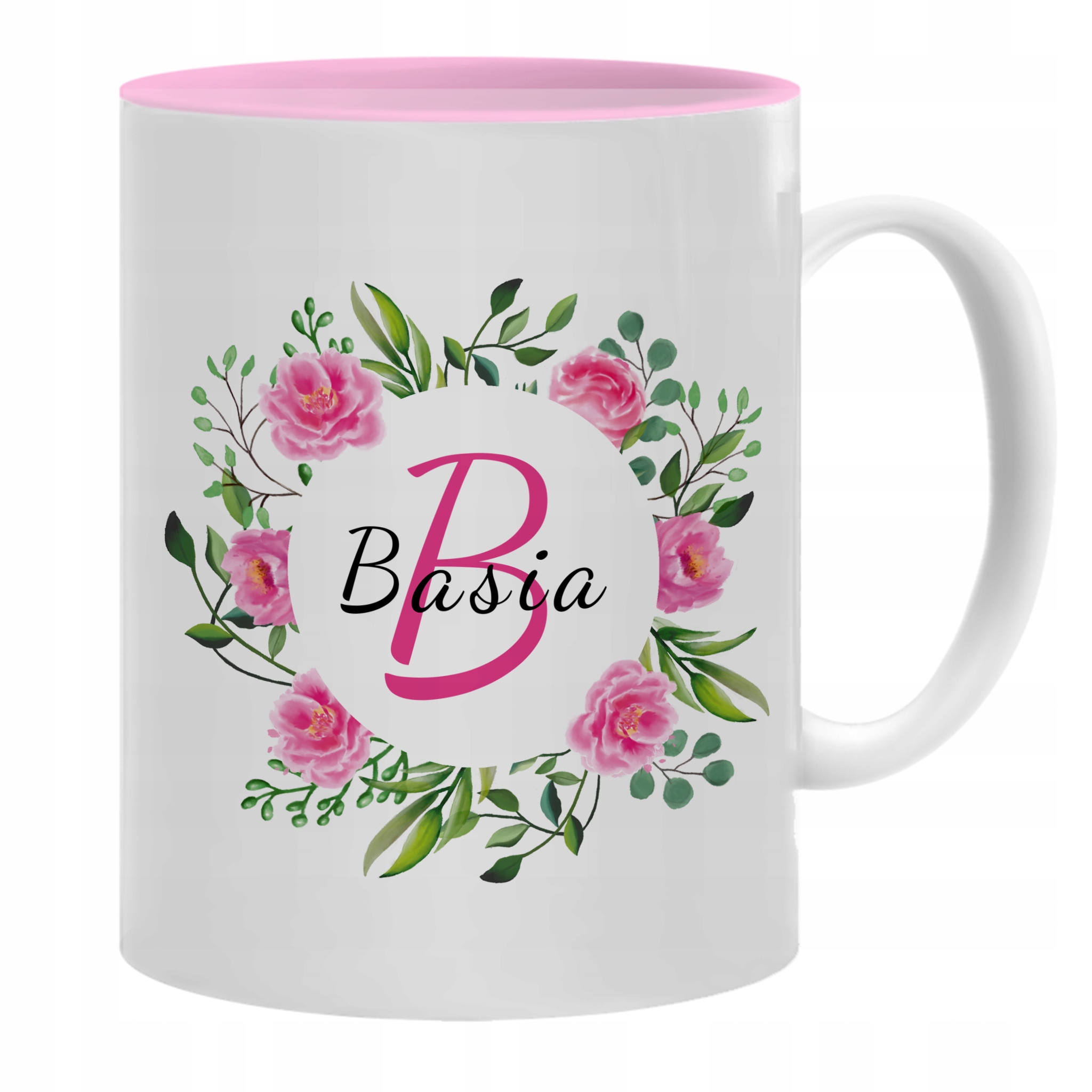 

Kubek Wnętrze Rózowe twoje imię Basia