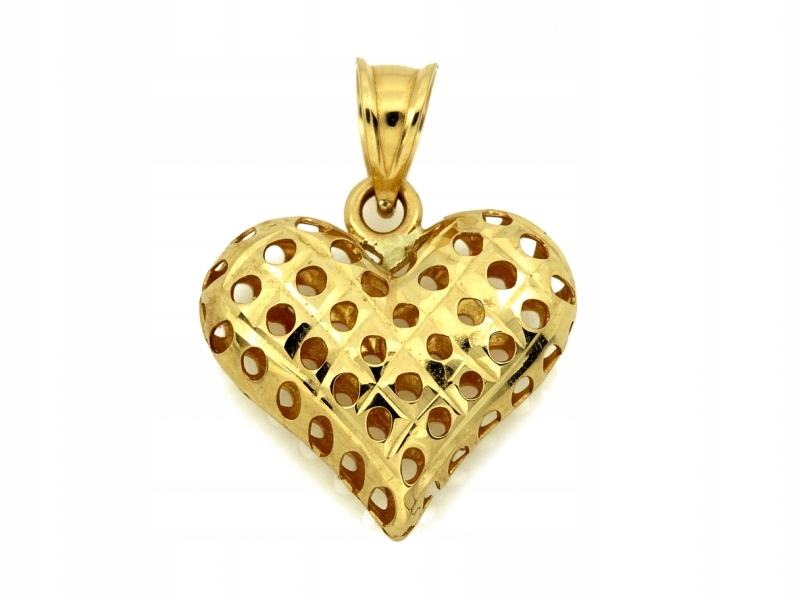 Zlatý přívěsek 585 Ažurové Srdce bez kamenů lesklý dárek 0.81 g
