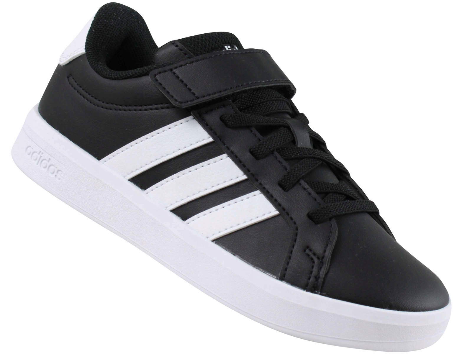 Adidas Grand Court HP3533 Buty Trampki Dziecięce Na Rzep Gumki Czarne