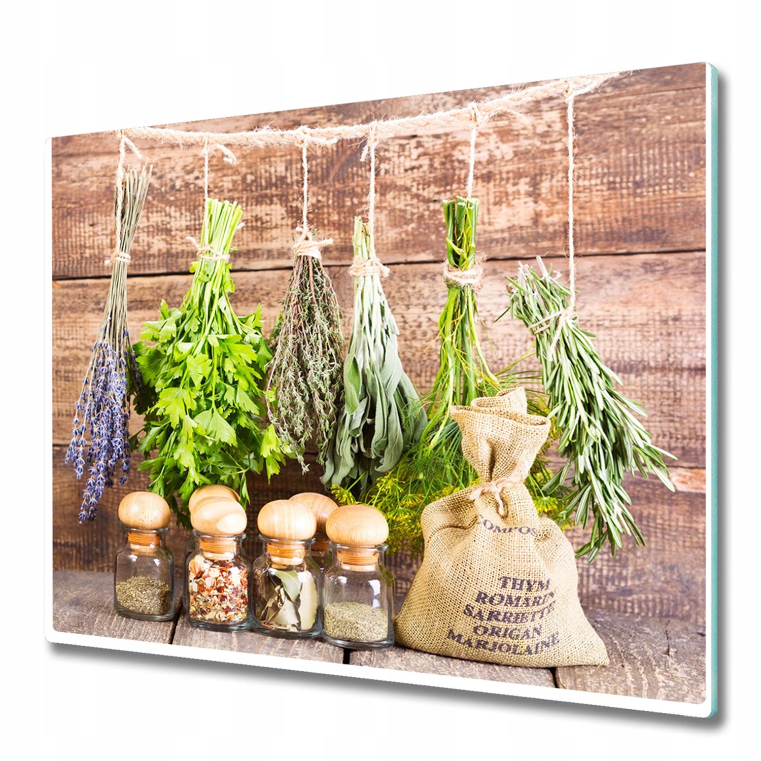 

Szklany panel na kuchenkę Zioła na sznurku 60x52