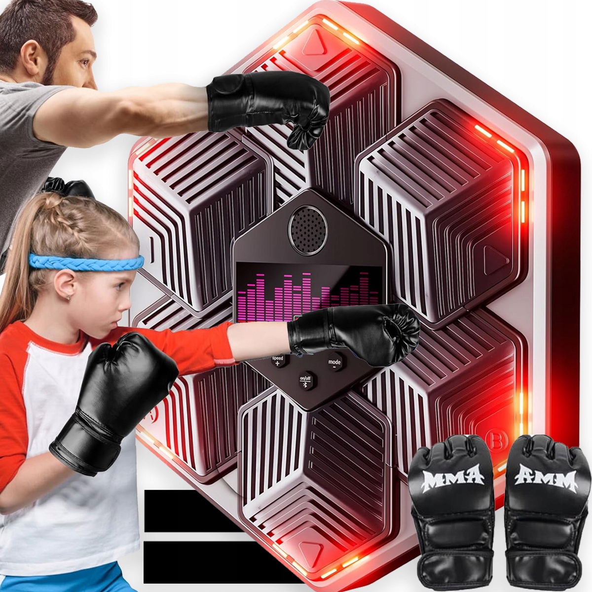 Zabawna Muzyczna Maszyna Bokserska Montowana Na Ścianie 16TRYBÓW Czarny