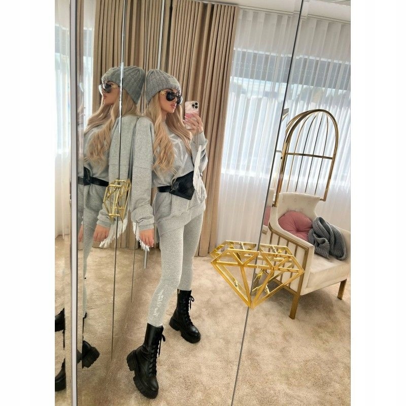 Legginsy NELLY WHITE - Just Unique XXS/XS Szary Rodzaj klasyczne