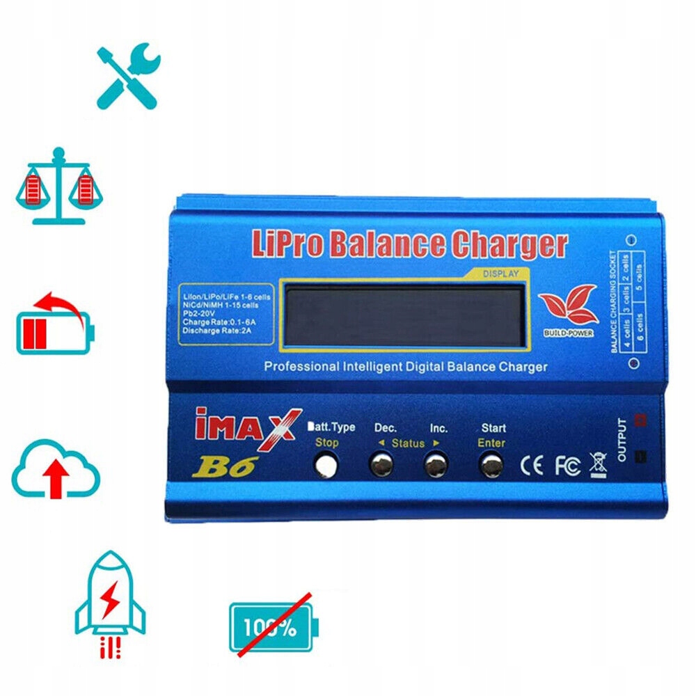 LIPO ŁADOWARKA BALANSOWA, IMAX B6 80W CYFROWY LCD ŁADOWARKA DO RÓWNOLEGŁEGO Kod producenta Lipo Balansowa Ładowarka
