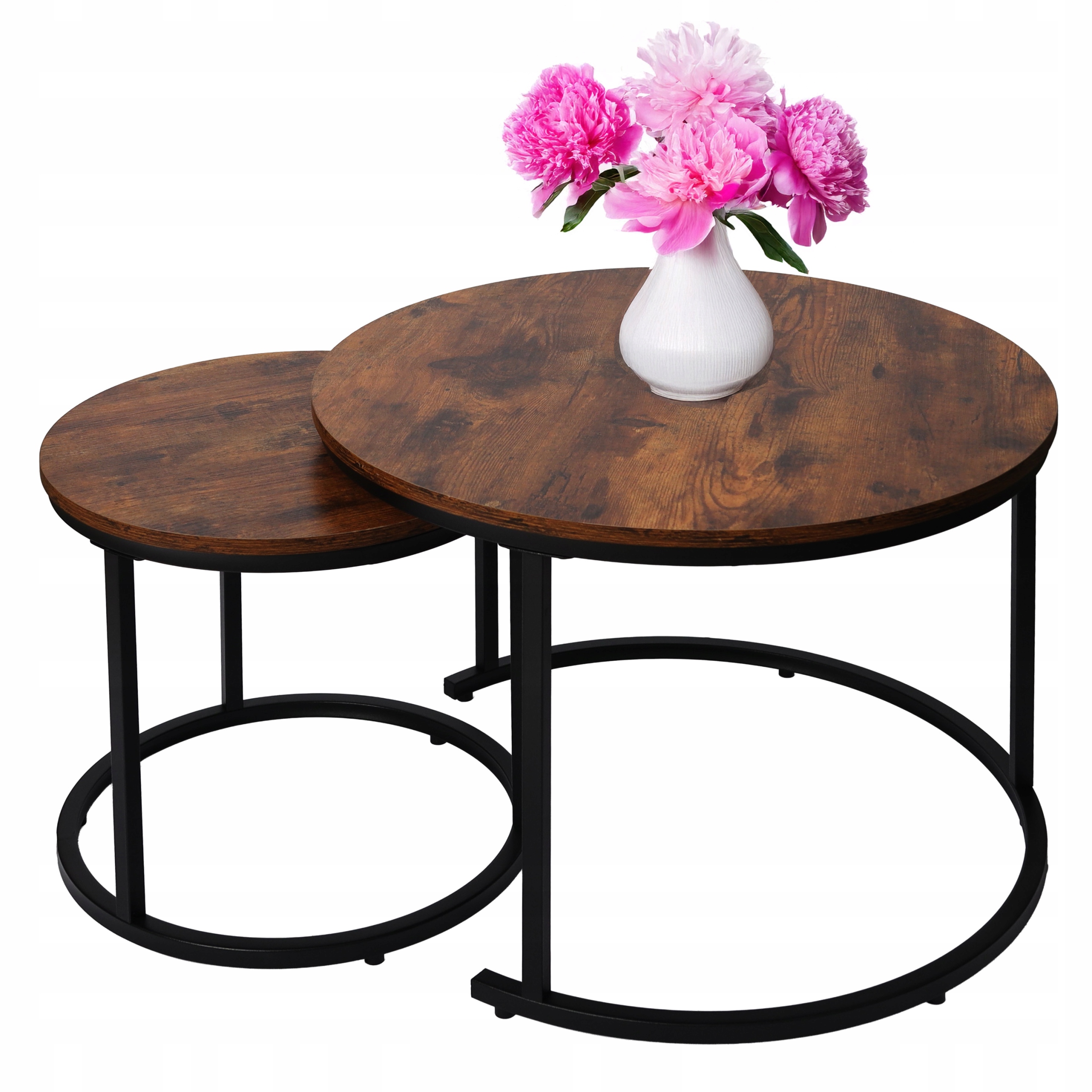 Moderní konferenční stolky, kulaté, sada 2v1, loft, stůl, stůl