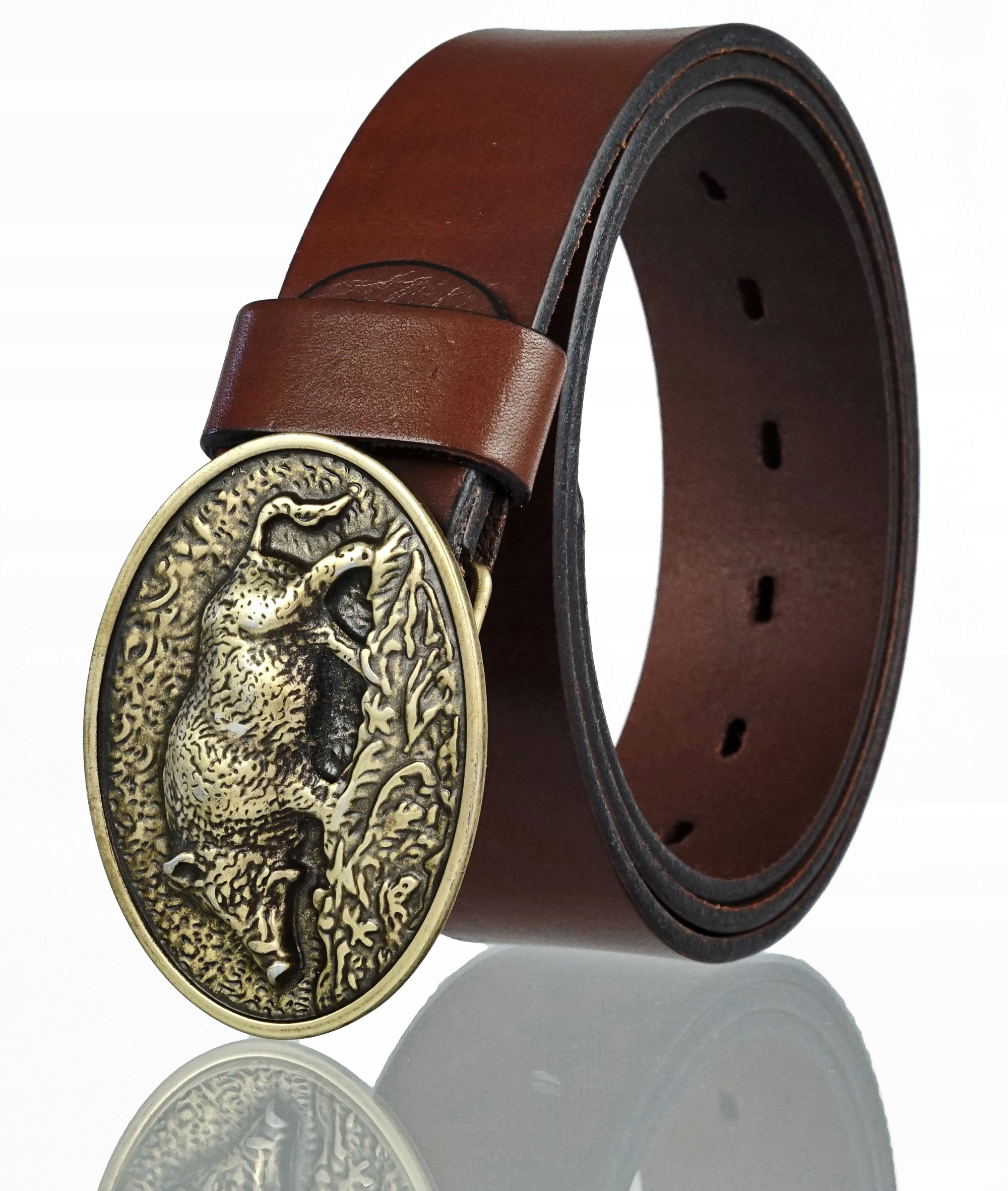 Skórzany Pasek Myśliwego Blakardo 4CM Brązowy Dzik