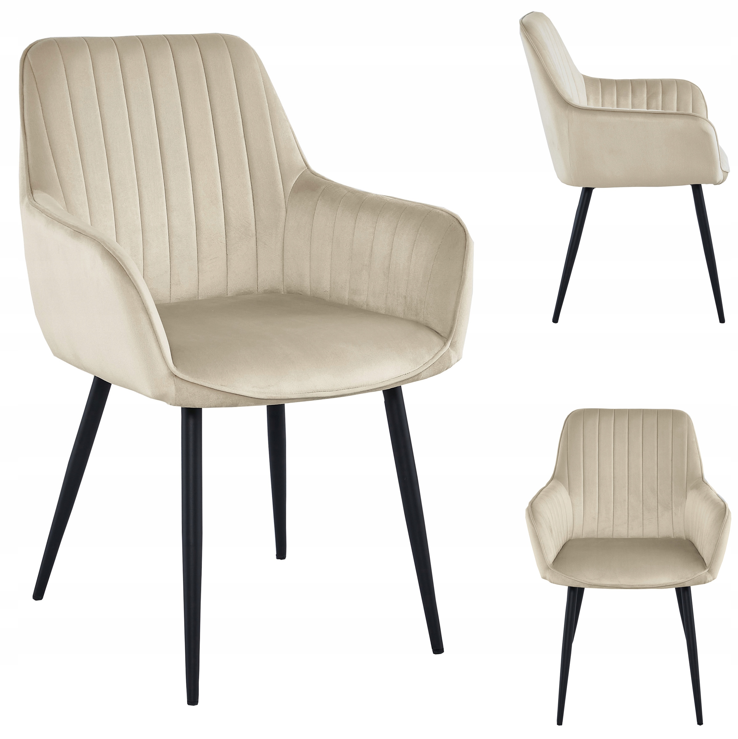 Krzesło tapicerowane aksamitne welurowe Nowoczesne Malaga Beżowe