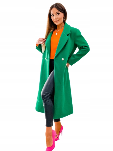 0008 Płaszcz damski wełniany oversize jesień/zima Zielony