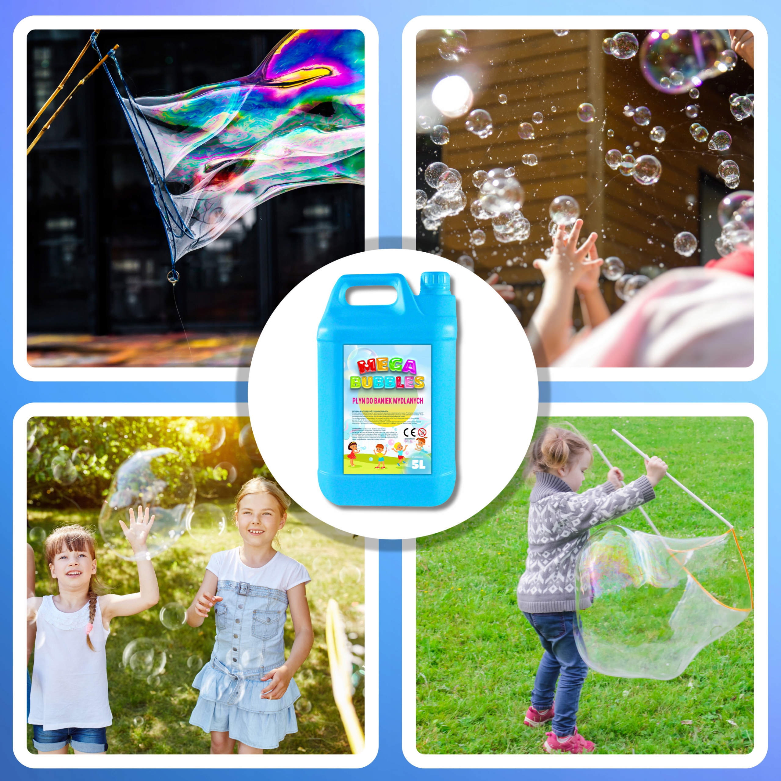 PŁYN DO BANIEK MYDLANYCH DUŻYCH I MAŁYCH 10L 2 X 5L = 10L PŁYN DLA DZIECI Stan opakowania oryginalne