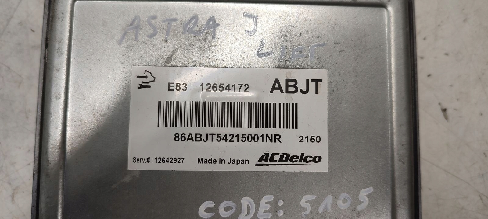 control unit computer of the engine z kodem Opel Astra J LIFT 1,6 HB