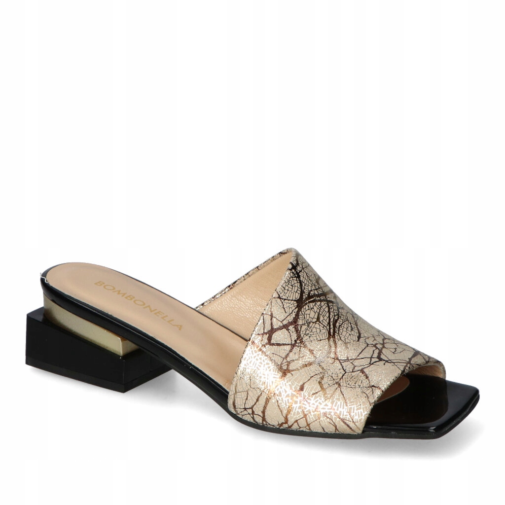 Dámské kožené Nazouváky Bombonella se zlatou srstí, velikost 36