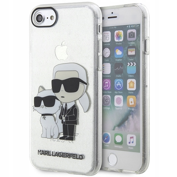 Etui Karl Lagerfeld Glitter Karl&Choupette na iPhone 7 8 Se 2020 Se 2022