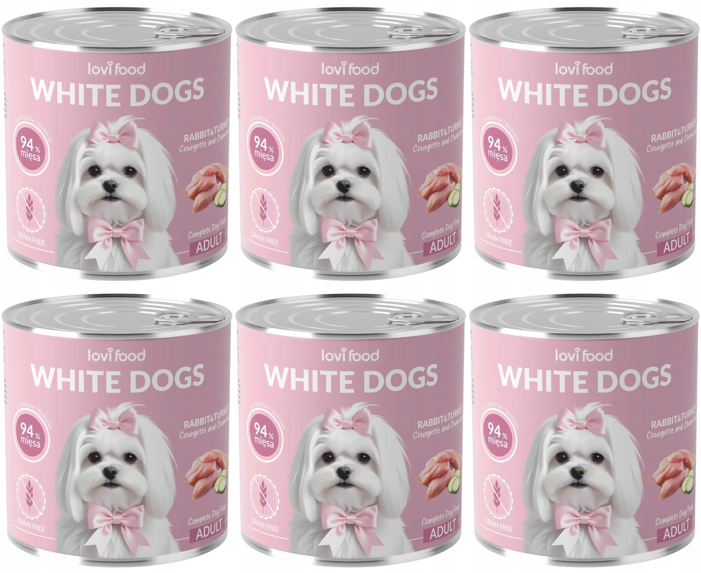 Levně Lovi Food White Dogs Králík a krůta 6 konzerv 800 g