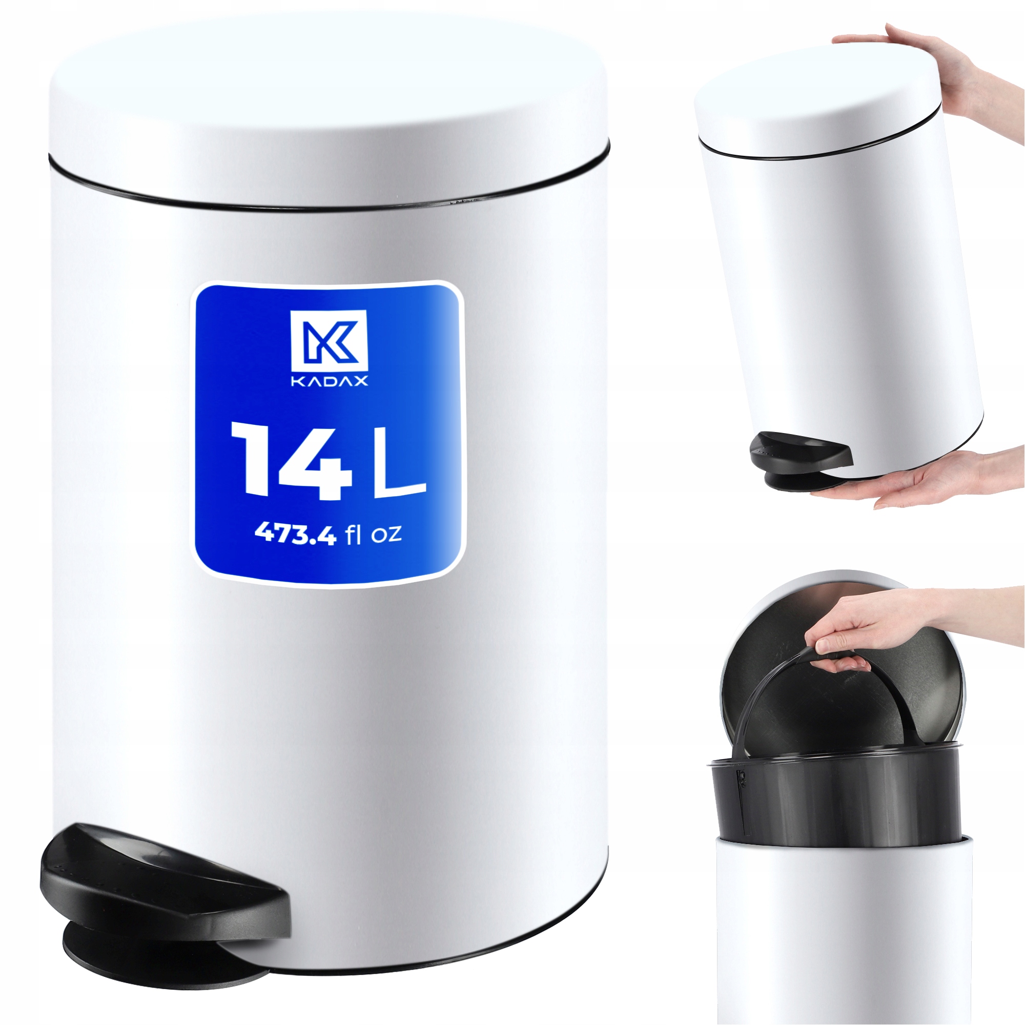 Levně Odpadkový Koš 14 L Nádoba Na Odpadky Odpadkový Koš S Pedálem Bílá Ocel