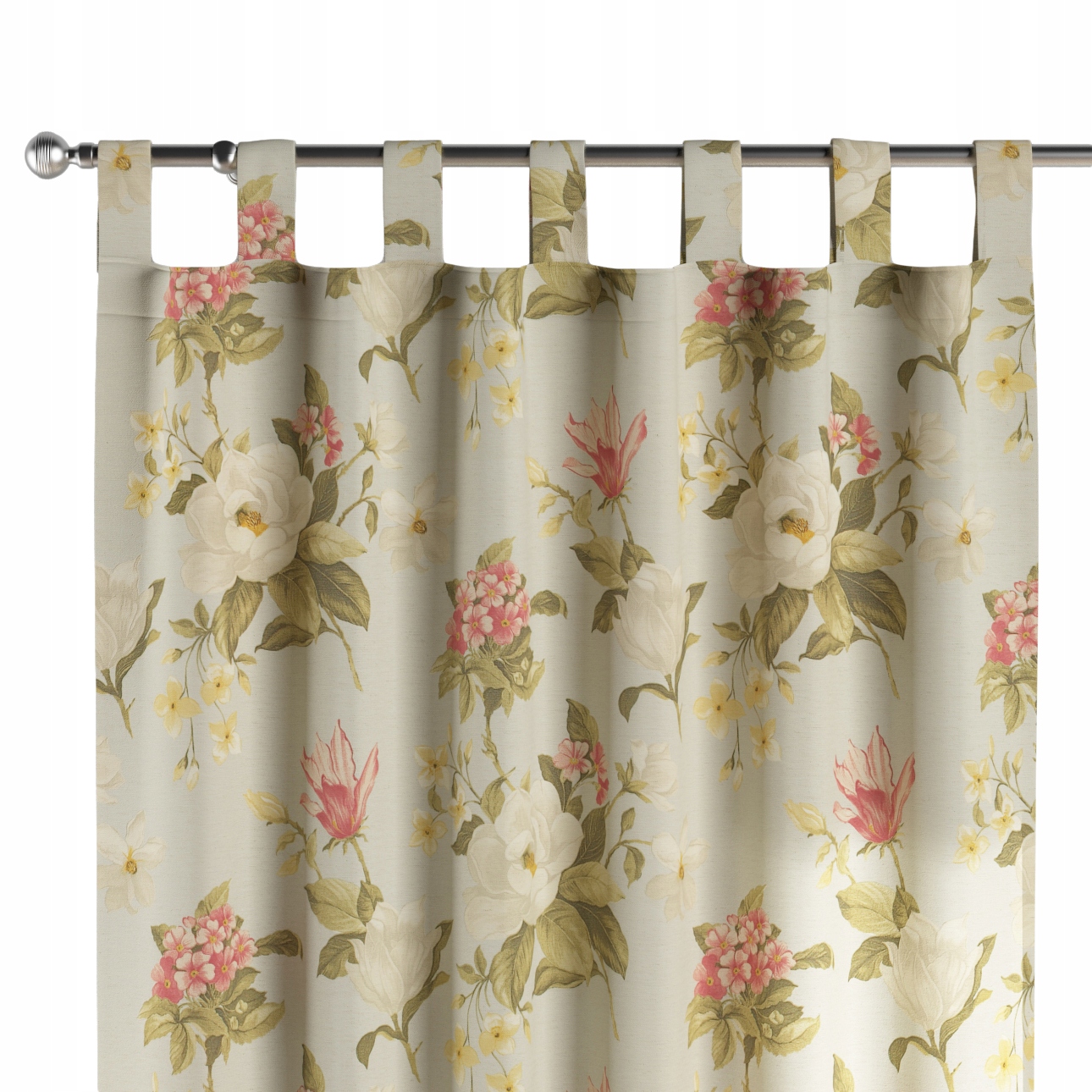 Záves na traky 1 ks 130x245 cm veľké kvety na modrom pozadí