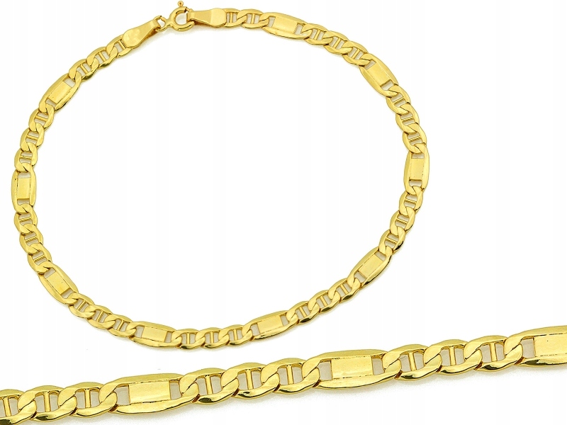 Řetízkový zlatý náramek 585 figaro 4.8 mm pánský 18 cm pánský 3.3 g