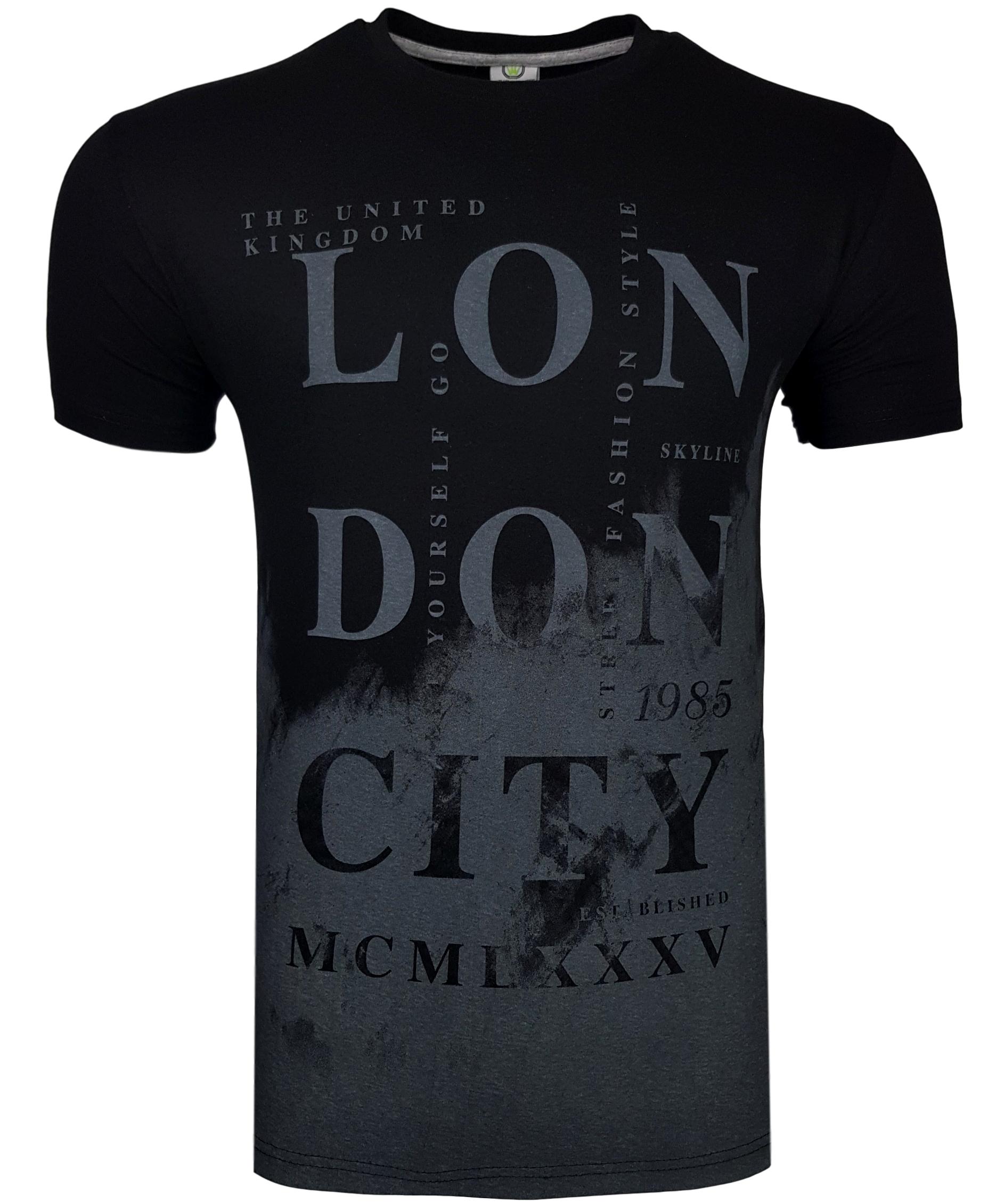 

Koszulka męska t-shirt czarny London T671 r. XL