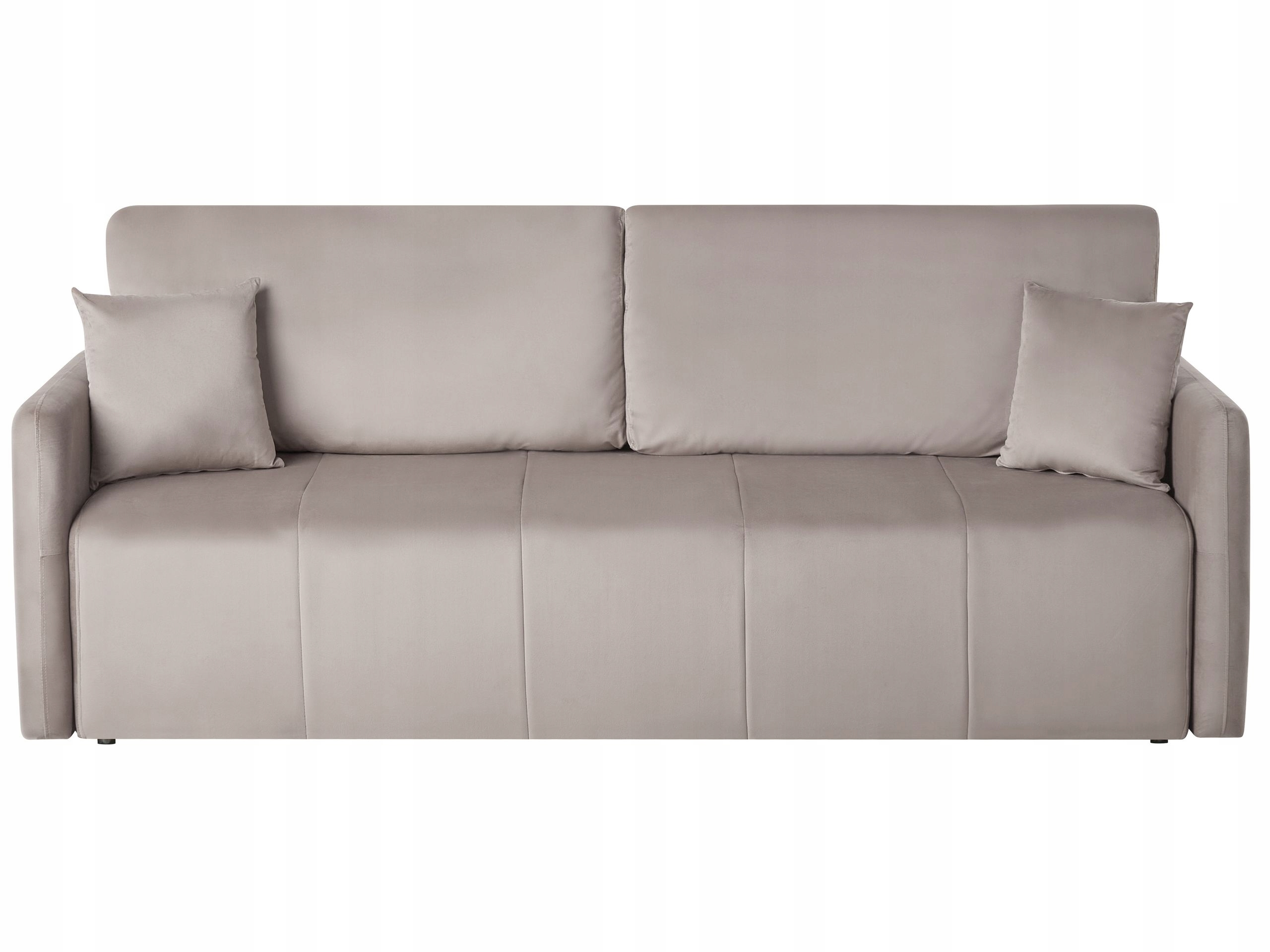 Welurowa sofa z poduszkami z funkcją spania beżowoszara