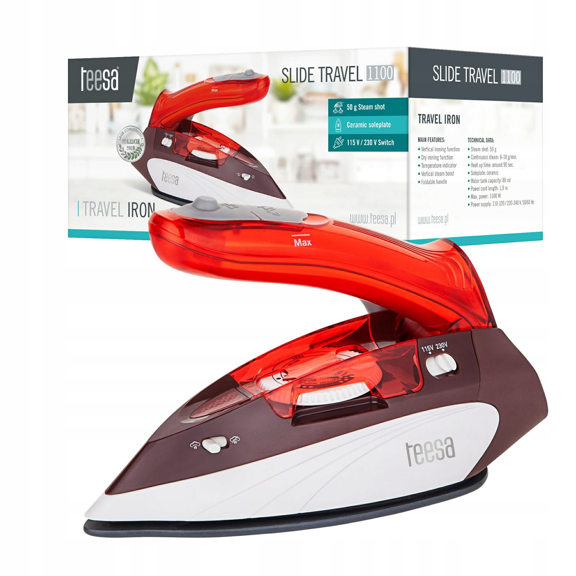 

Żelazko turystyczne Teesa Slide Travel 1100W 230V