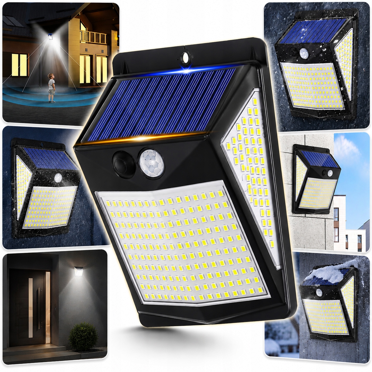 4x Solární pouliční lampa Široký úhel 270° IP65 6W Snímač pohybu soumraku