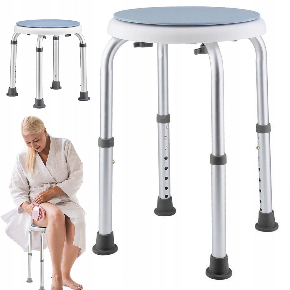 Taboret Obrotowy Stołek Siedzisko Antypoślizgowy Do Wanny Pod Prysznic 52CM