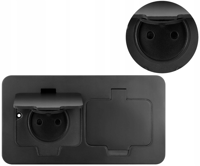 Zapuštěná dvojzásuvka s víčky, hermeticky uzavřená Orno OR-GM-9047/B, černá