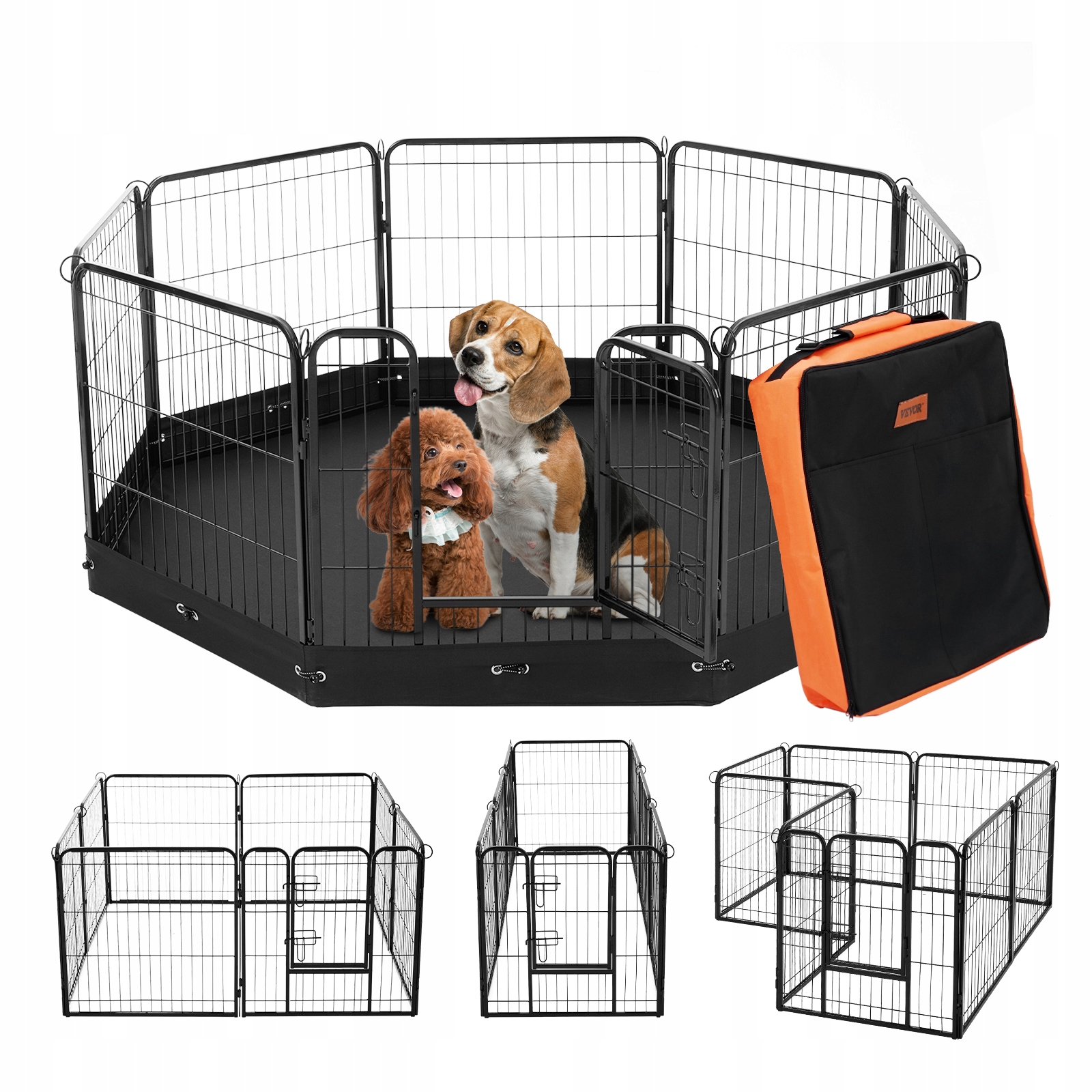 Vevor Kovová klec pro psa 8 panelů 61x61 cm Ochrana proti úniku